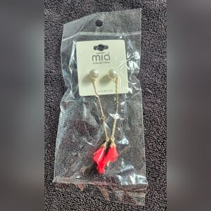 MIA Gold and Red Drop Earrings